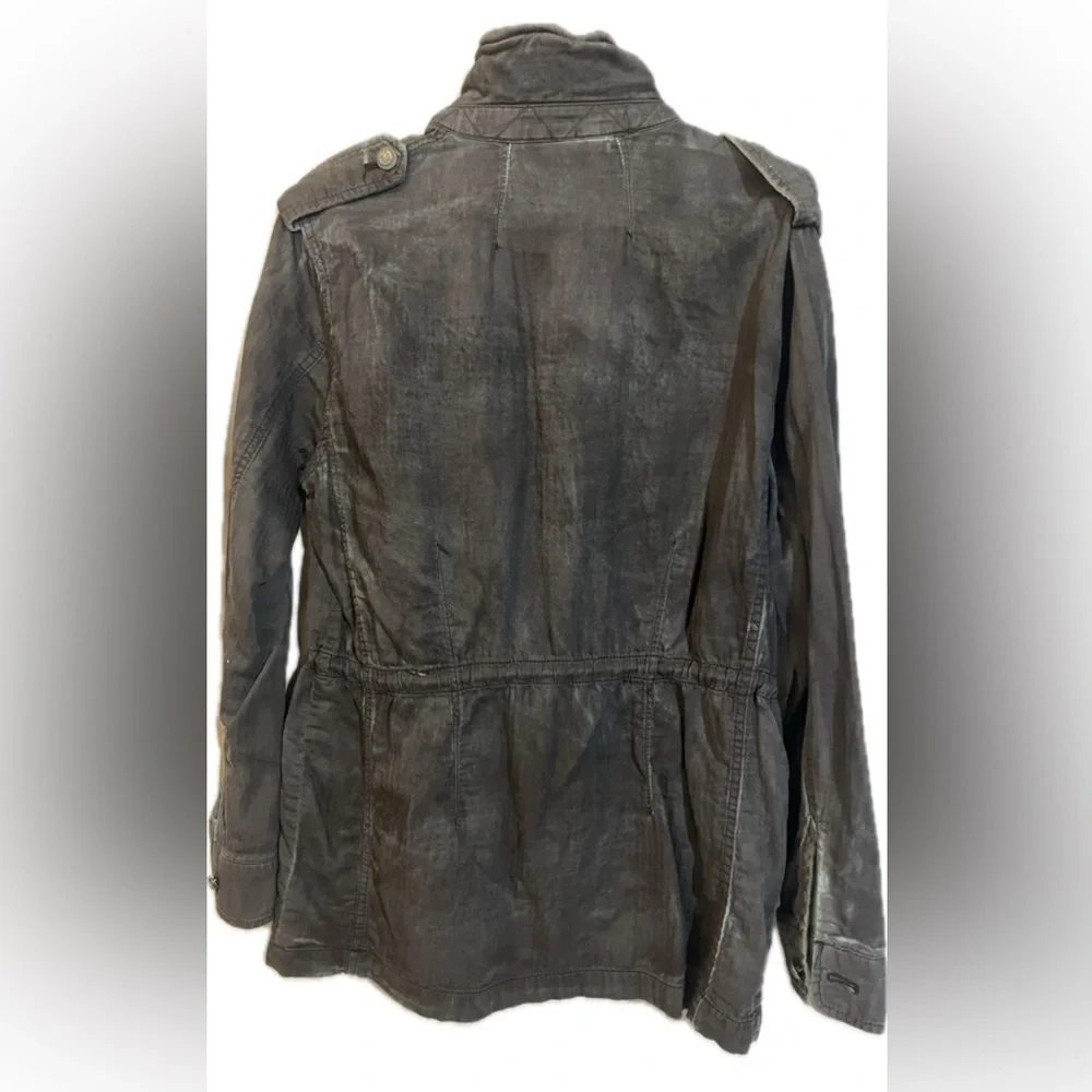Free People Dark Gray and Aqua Wash detail Utility Jacket Women’s Small
